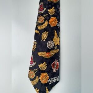 Harley-Davidson Black Tie with Gold and Red Emblem Motif